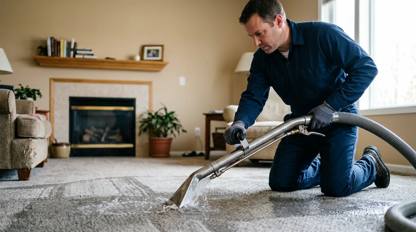 Water damage restoration technician working near Fremont, NE